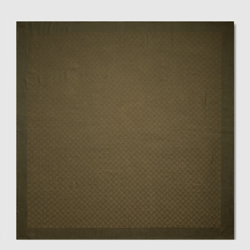 GG wool silk jacquard shawl in dark green | GUCCI® US