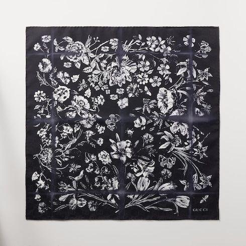 Carré de poche en jacquard de soie et coton