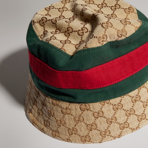 Cloche in tela di cotone GG con nastro Web