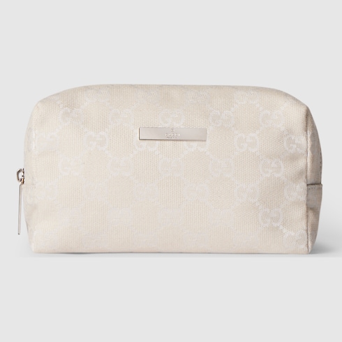Medium cosmetic case with Gucci plaque in ivory GG canvas | GUCCI® US