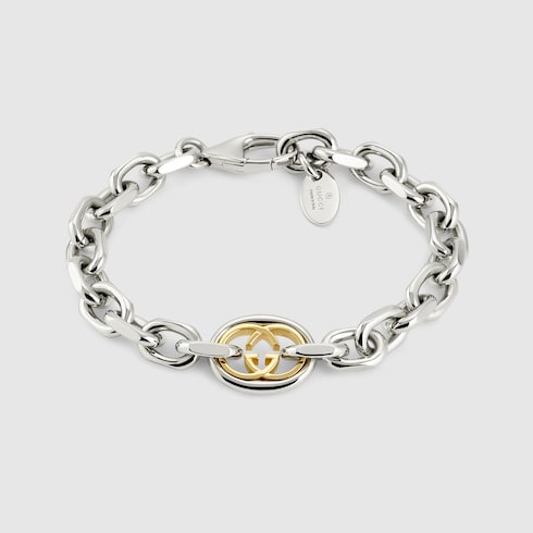 Gucci Interlocking chain bracelet in palladium-toned brass | GUCCI® CA