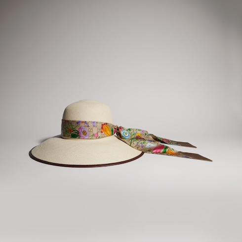 Panama twill hat with silk ribbon