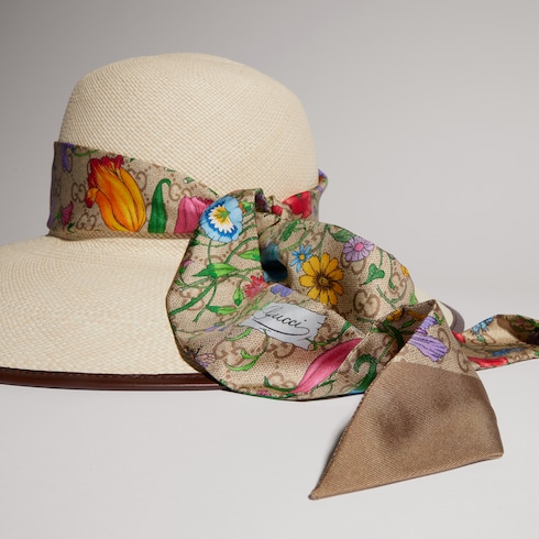 Panama twill hat with silk ribbon