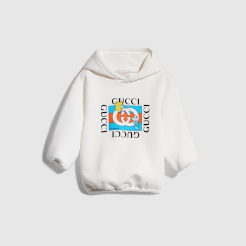 gucci グッチ　キッズ　スウェット140 ベビー〕コットンジャージー フーデッド スウェットシャツ ・ホワイト