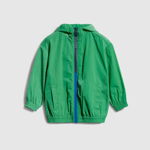 Children's nylon froissé jacket in green | GUCCI® NL