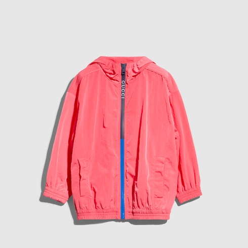 Children's nylon froissé jacket in pink | GUCCI® INT Children's nylon froissé jacket in pink | GUCCI® INT