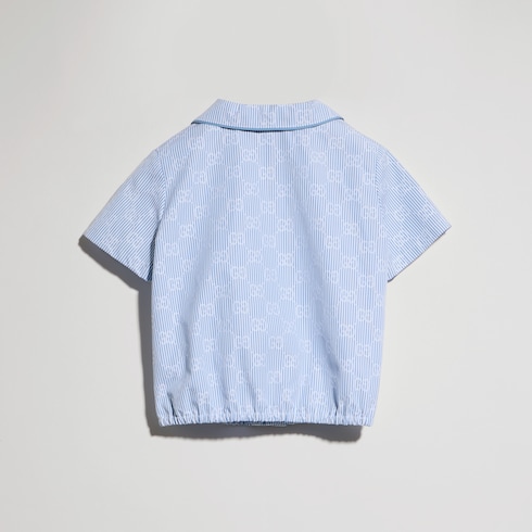 Camicia neonato in popeline a righe con motivo GG
