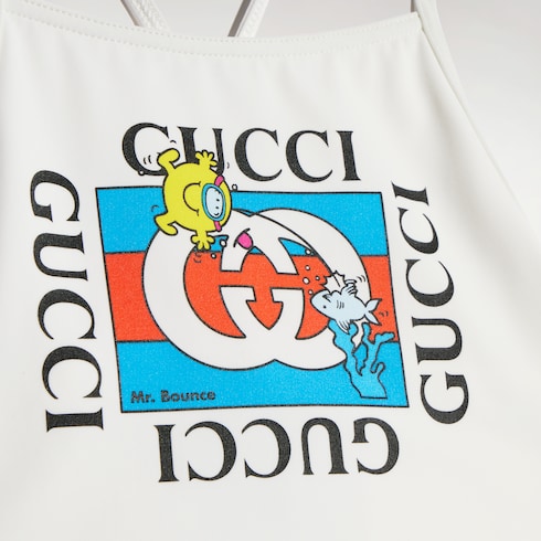 Baby jersey swimsuit with print in white | GUCCI® INT