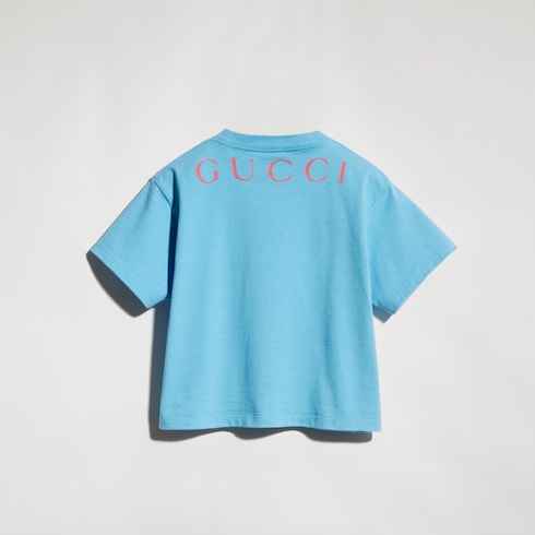 チルドレンズ〕プリント コットン Tシャツ ・ライトブルー | GUCCI公式