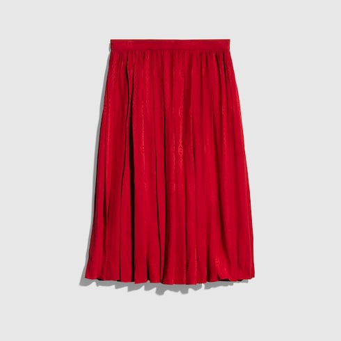 Interlocking G chain silk jacquard midi skirt in red | GUCCI® US