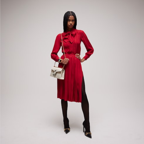 Falda midi de jacquard de seda con cadena de GG entrelazada