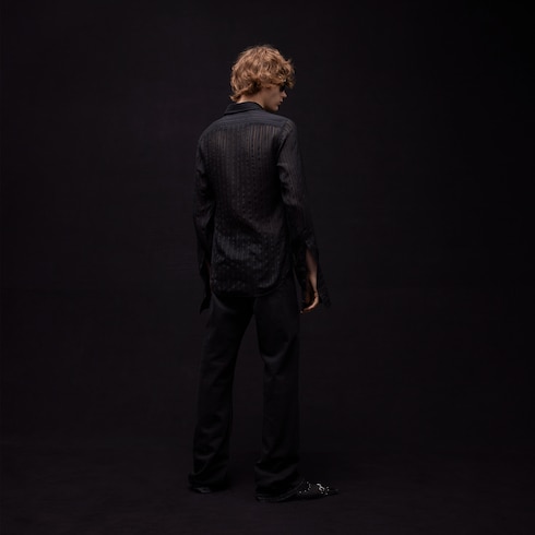 Camicia in garza di seta a righe