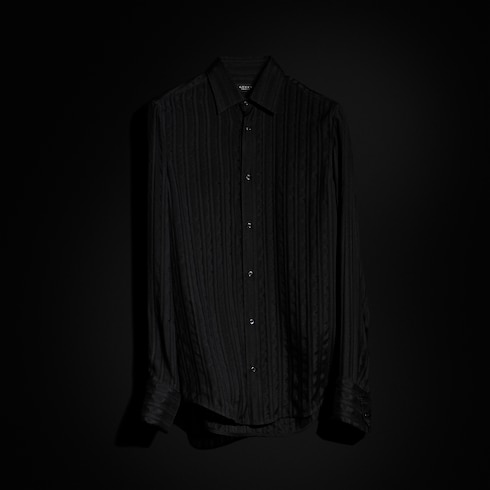 Camicia in garza di seta a righe