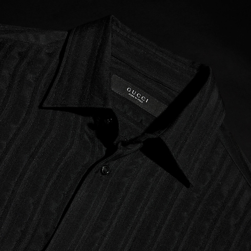 Camicia in garza di seta a righe