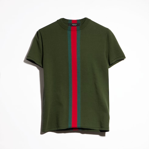 T-Shirt aus Baumwollstrick mit Web Intarsie