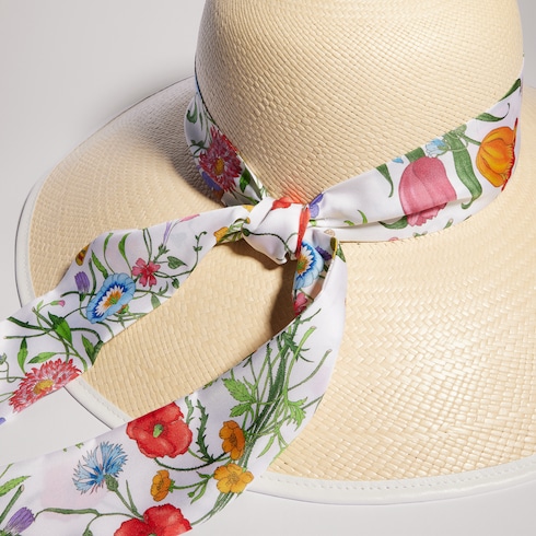 Panama twill hat with silk ribbon