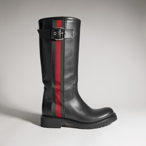 Damenstiefel im Biker-Stil mit Web