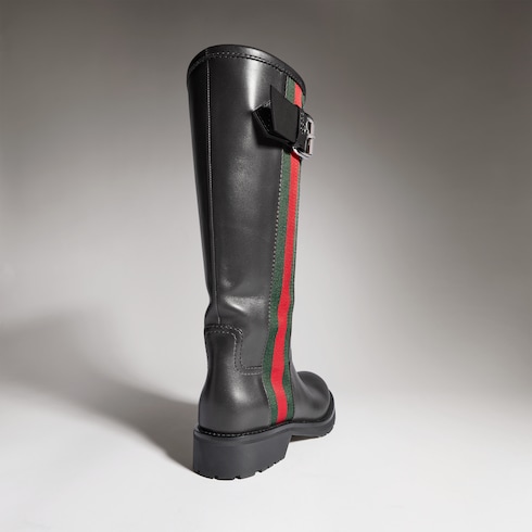 Damenstiefel im Biker-Stil mit Web