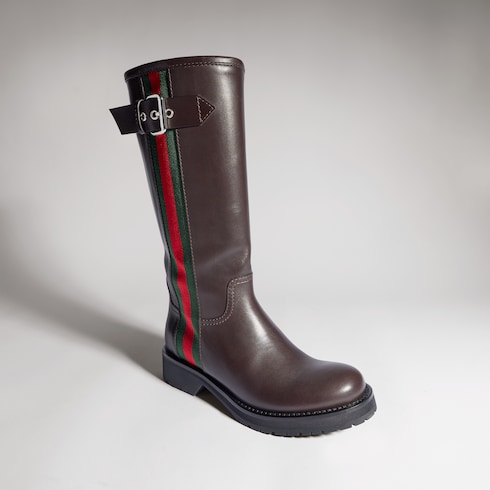 Damenstiefel im Biker-Stil mit Web