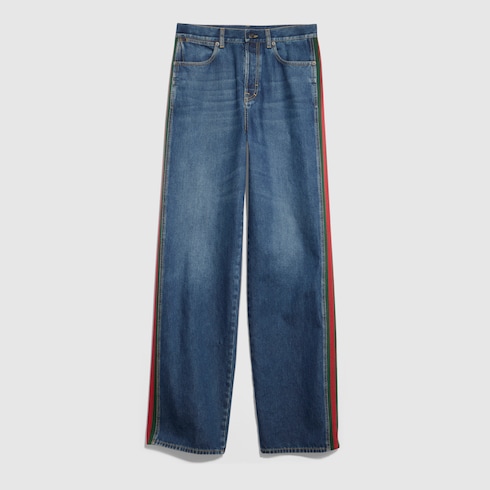 GUCCI ウェブインサート付き コットンデニム パンツ