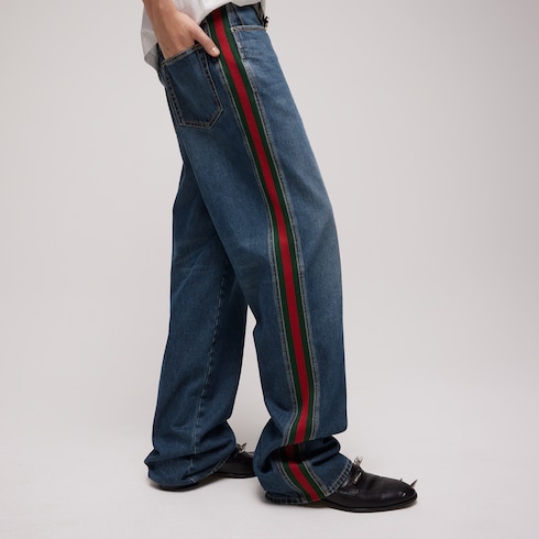 กางเกง Cotton denim pant with Web insert