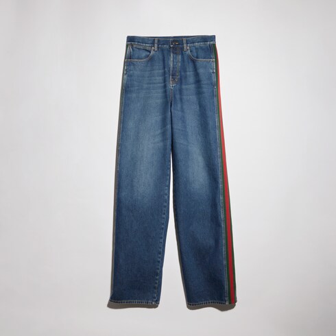กางเกง Cotton denim pant with Web insert