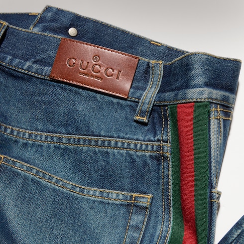 กางเกง Cotton denim pant with Web insert