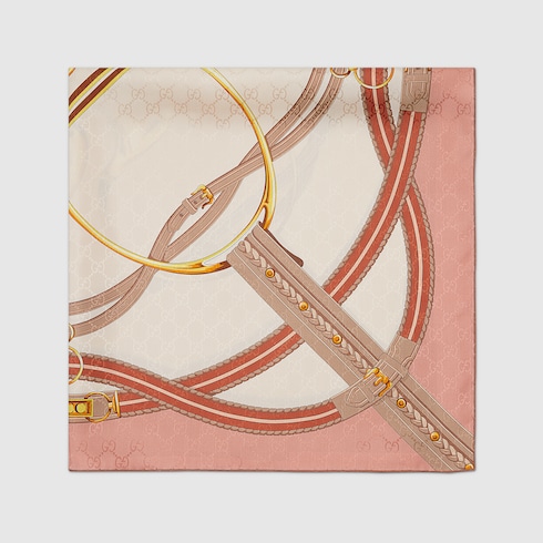 Vierecktuch aus Seidenjacquard mit Print