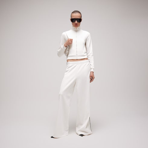 Rib cotton zip sweatshirt with Web