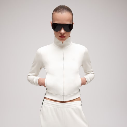 Rib cotton zip sweatshirt with Web