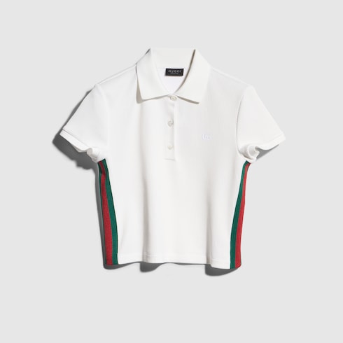GUCCI ウェブ ストライプ リブコットンジャージー ポロシャツ