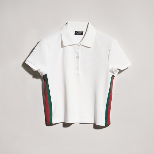 Poloshirt aus geripptem Baumwolljersey mit Web