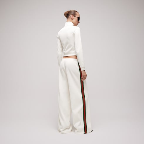Pantalone leisure in jersey di cotone a coste con Web
