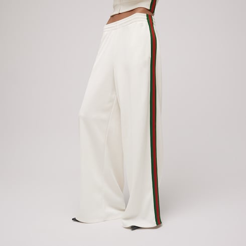 Pantalone leisure in jersey di cotone a coste con Web