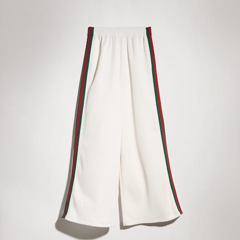 Pantalone leisure in jersey di cotone a coste con Web