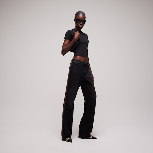 Denim en coton stretch avec bande Web