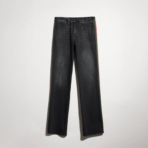 Denim in cotone stretch con nastro Web