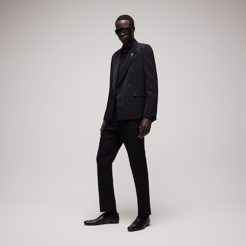Veste à double boutonnage en faille légère GG