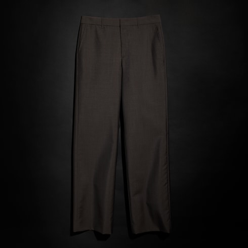 Pantalon en laine mohair à fines rayures