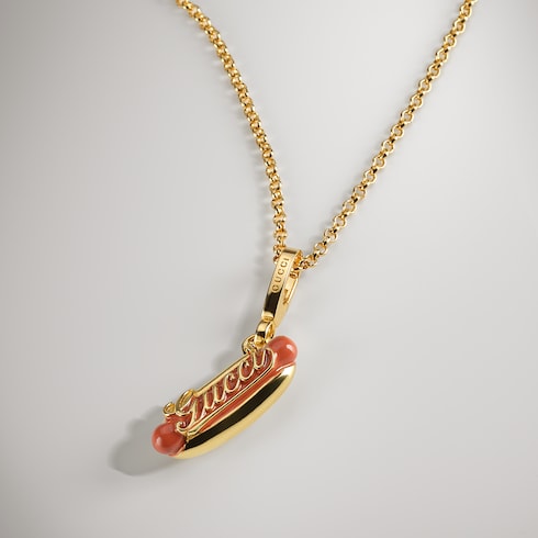 Hotdog pendant chain necklace
