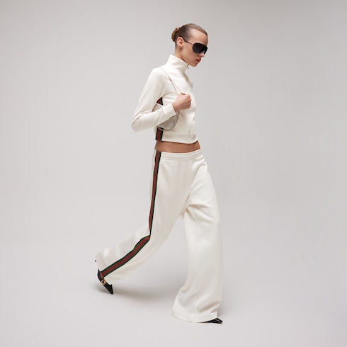 Pantalon décontracté en jersey de coton côtelé avec bande Web