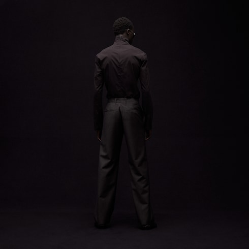 Pantalone in lana mohair gessata