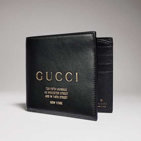 Bi-fold wallet with gold-foiled logo