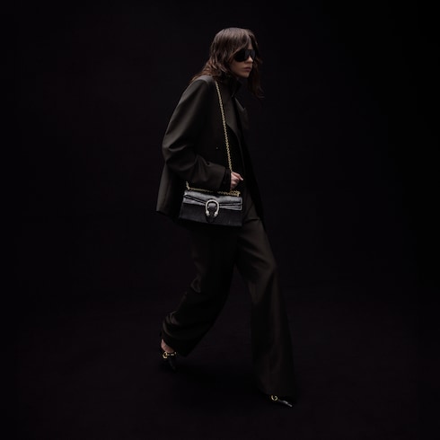 Giacca in lana mohair gessata