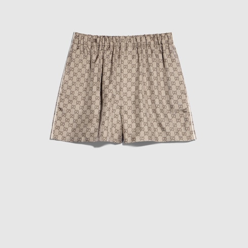 GUCCI ベージュ ショートパンツ S プリント シルクツイル ショートパンツ ・ベージュ＆ダークブラウン