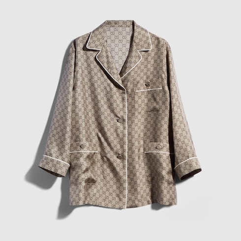 GUCCI プリント シルクツイル シャツ