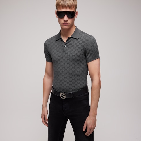 เสื้อโปโลเชิ้ต GG wool silk jacquard polo shirt