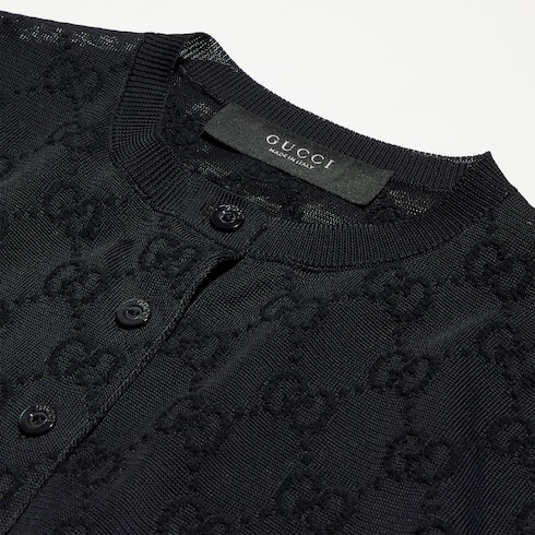 Fine crêpe viscose cardigan in black | GUCCI® INT