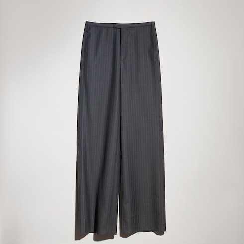 Pantalon en laine à fines rayures