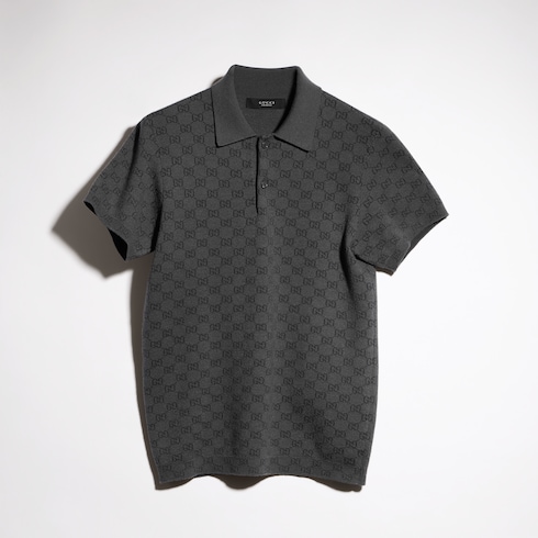 เสื้อโปโลเชิ้ต GG wool silk jacquard polo shirt